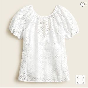 NWT J Crew V-back Puff Sleeve Eyelet Top